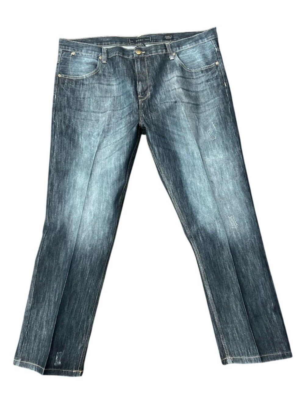 PD&C 44 Mens Blue Denim Straight Fit Jeans Zip Fly Grungecore Skater Aesthetic